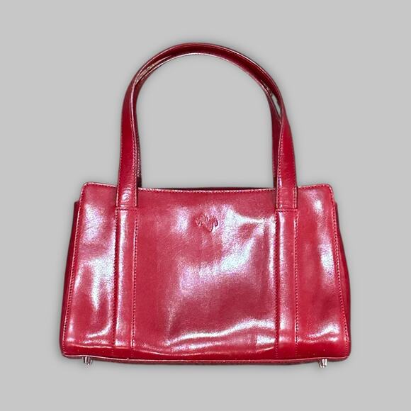 Monsac Original Red Leather Shoulder Bag – Structured Tote - Picture 1 of 9